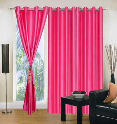 

Livingcreation 213 cm (7 ft) Polyester Door Curtain (Pack Of 3)(Plain, Pink)