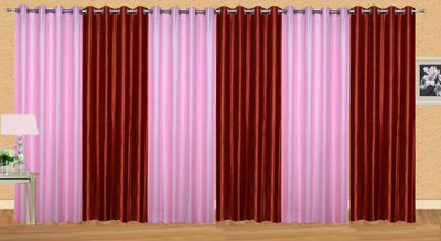 

Ville Style 275 cm (9 ft) Polyester Long Door Curtain (Pack Of 6)(Solid, Pink, Maroon), Maroon;pink