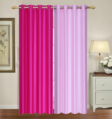 Furnishing Zone 274 cm (9 ft) Polyester Long Door Curtain (Pack Of 2)(Plain, Pink)