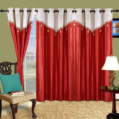 

Zesture 211 cm (7 ft) Polyester Door Curtain (Pack Of 2)(Solid, Red)