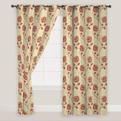 

Presto 270 cm (9 ft) Polyester Long Door Curtain (Pack Of 2)(Floral, Red)