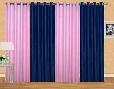 

Stella Creations 275 cm (9 ft) Polyester Long Door Curtain (Pack Of 4)(Solid, Pink, Blue), Blue;pink