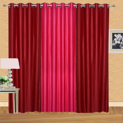 

Excel Bazaar 214 cm (7 ft) Polycotton Door Curtain (Pack Of 3)(Plain, Red-1magenta)