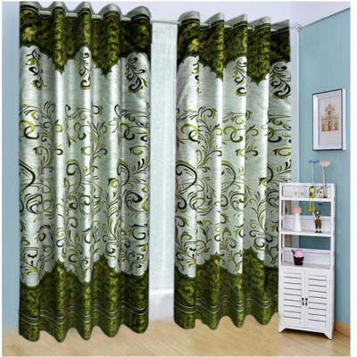 

Home Pictures 213 cm (7 ft) Polyester Door Curtain (Pack Of 2)(Floral, Light Green)
