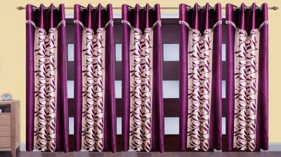

Ville Style 275 cm (9 ft) Polyester Long Door Curtain (Pack Of 5)(Floral, Purple)