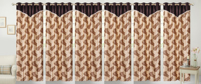 

Stella Creations 275 cm (9 ft) Polyester Long Door Curtain (Pack Of 6)(Printed, Brown)