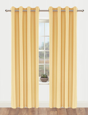 

American-Elm 214 cm (7 ft) Polyester Door Curtain (Pack Of 2)(Solid, Beige_6)