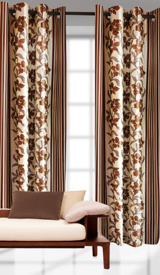 

India Furnish 213 cm (7 ft) Polyester Door Curtain (Pack Of 2)(Printed, Brown)