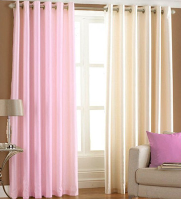 

Excel Bazaar 214 cm (7 ft) Polyester Door Curtain (Pack Of 2)(Plain, Light Pink, Cream), Cream;light pink