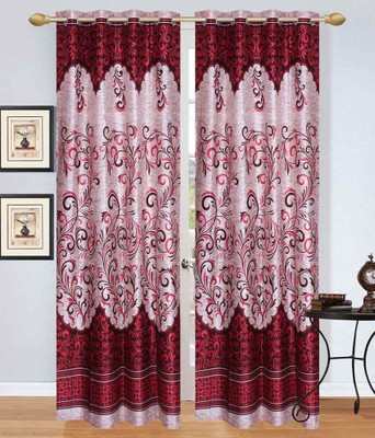 

Stella Home 274 cm (9 ft) Polyester Long Door Curtain (Pack Of 2)(Printed, Maroon)