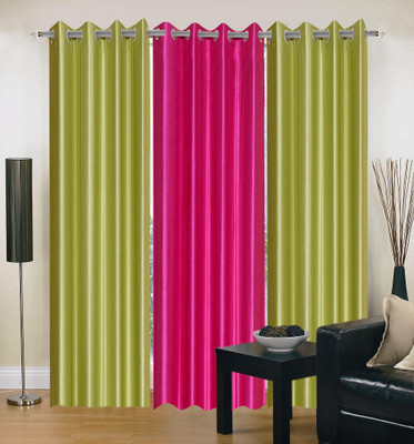 46% OFF on Madhav product 212 cm (7 ft) Polyester Door Curtain (Pack Of 3)(Solid, Multicolor)