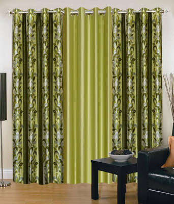 61% OFF on Shopgrab 213 cm (7 ft) Polyester Door Curtain (Pack Of 3)(Printed, Green)