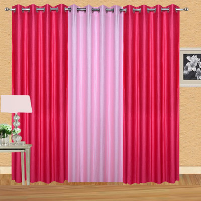 

Ville Style 214 cm (7 ft) Polyester Door Curtain (Pack Of 3)(Solid, Pink)