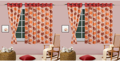 

Cortina Polyester Window Curtain 150 cm (5 ft) Pack of 4(Floral Orange)