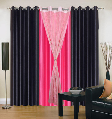 

Livingcreation 213 cm (7 ft) Polyester Door Curtain (Pack Of 4)(Plain, Black, Pink)