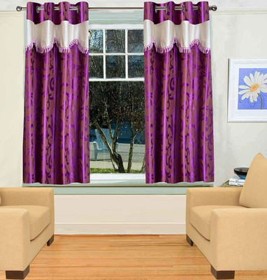 

Trendy Home 152 cm (5 ft) Polyester Window Curtain Single Curtain(Printed, Purple)