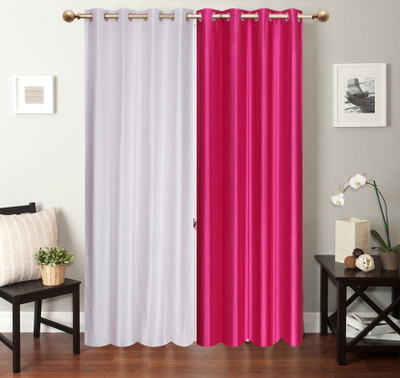 

Furnishing Zone 152 cm (5 ft) Polyester Window Curtain (Pack Of 2)(Plain, White, Pink), Pink;white