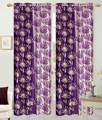 Abhi Decor 274 cm (9 ft) Polyester Long Door Curtain (Pack Of 2)(Printed, Purple)