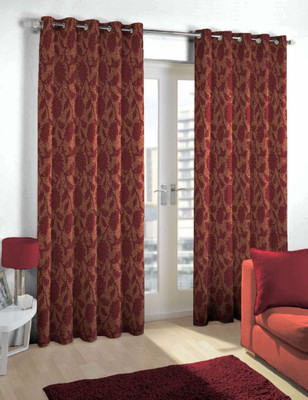 

Skipper 275 cm (9 ft) Blends Long Door Curtain Single Curtain(Floral, Maroon)