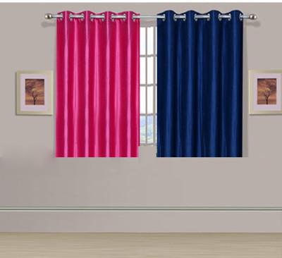 

ExpressionsHome 152 cm (5 ft) Polyester Window Curtain (Pack Of 2)(Solid, Pink, Blue), Blue;pink