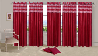 

Ville Style 275 cm (9 ft) Polyester Long Door Curtain (Pack Of 5)(Solid, Red)