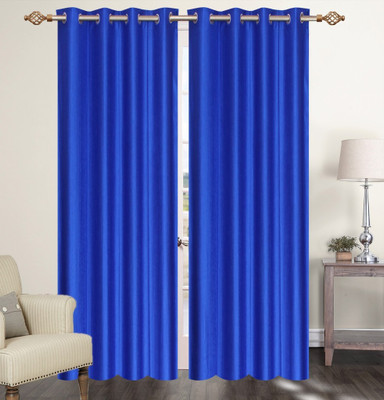 

Furnishing Zone 274 cm (9 ft) Polyester Long Door Curtain (Pack Of 2)(Plain, Blue)