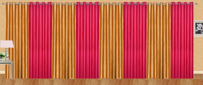 

Stella Creations 275 cm (9 ft) Polyester Long Door Curtain (Pack Of 8)(Solid, Gold, Pink)