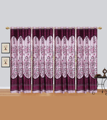 

Rj Products 210 cm (7 ft) Polycotton Door Curtain (Pack Of 4)(Printed, Wine)