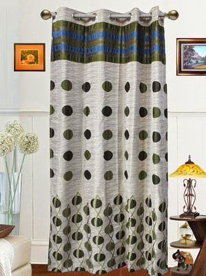3% OFF on Dekor World 275 cm (9 ft) Polyester Long Door Curtain Single Curtain(Geometric, Green)