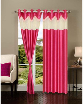 

Super India 274 cm (9 ft) Polyester Long Door Curtain (Pack Of 2)(Plain, Pink)
