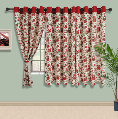 

Swayam 152.4 cm (5 ft) Cotton Window Curtain Single Curtain(Floral, Beige, Red)