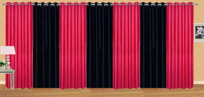 

Stella Creations 275 cm (9 ft) Polyester Long Door Curtain (Pack Of 7)(Solid, Pink, Black), Black;pink
