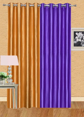 

Ville Style 275 cm (9 ft) Polyester Long Door Curtain (Pack Of 2)(Solid, Gold, Purple)