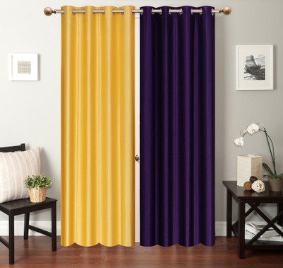 

Furnishing Zone 274 cm (9 ft) Polyester Long Door Curtain (Pack Of 2)(Plain, Yellow, Blue), Blue;yellow