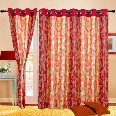 

Cortina 210 cm (7 ft) Polyester Door Curtain Single Curtain(Geometric, Maroon)