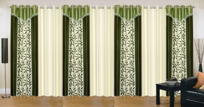 

Ville Style 214 cm (7 ft) Polyester Door Curtain (Pack Of 7)(Floral, Green, Cream), Cream;green