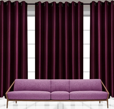 

India Furnish 153 cm (5 ft) Polyester Window Curtain (Pack Of 4)(Floral, Purple)