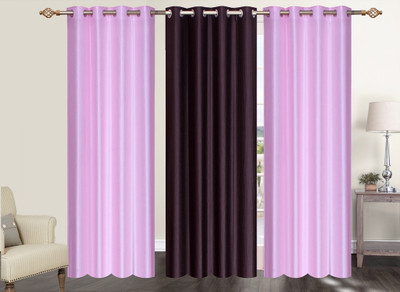 

Furnishing Zone 274 cm (9 ft) Polyester Long Door Curtain (Pack Of 3)(Plain, Pink, Brown), Brown;pink