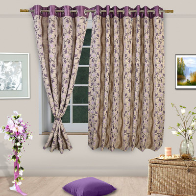 

Vorhang 150 cm (5 ft) Jacquard Window Curtain Single Curtain(Floral, Purple)