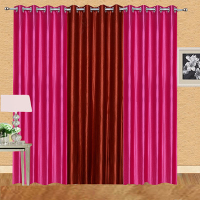 

Excel Bazaar 214 cm (7 ft) Polycotton Door Curtain (Pack Of 3)(Plain, Darkpink-1rust)