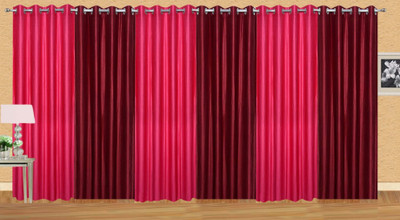 

Ville Style 153 cm (5 ft) Polyester Window Curtain (Pack Of 6)(Solid, Pink, Maroon), Maroon;pink