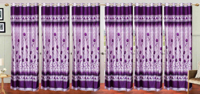 

Ville Style 275 cm (9 ft) Polyester Long Door Curtain (Pack Of 6)(Floral, Purple)