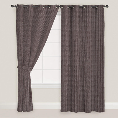 

FurnishingLand 152 cm (5 ft) Polycotton Window & Door Curtain (Pack Of 2)(Striped, Brown)