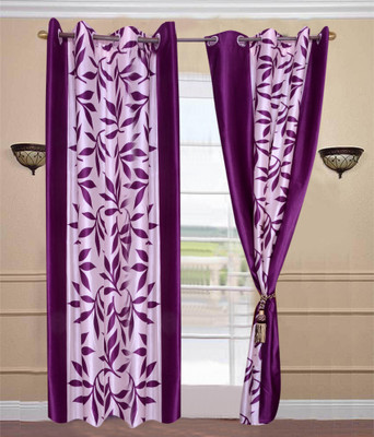

JT International 213.36 cm (7 ft) Polyester Door Curtain (Pack Of 2)(Geometric, Purple)