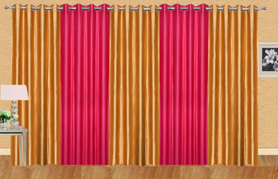 

Ville Style 275 cm (9 ft) Polyester Long Door Curtain (Pack Of 5)(Solid, Gold, Pink)