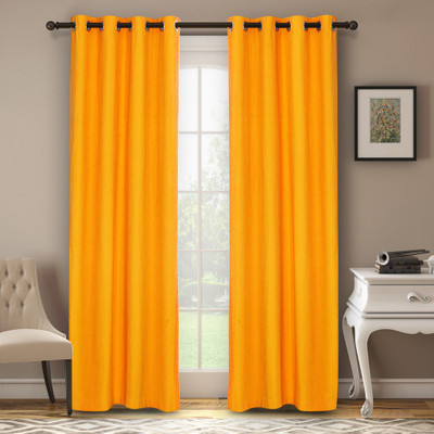 

Soumya Furnishings 274 cm (9 ft) Cotton Long Door Curtain Single Curtain(Solid, Yellow)