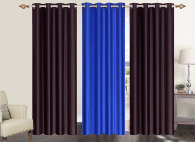 

Furnishing Zone 213 cm (7 ft) Polyester Door Curtain (Pack Of 3)(Plain, Brown, Blue), Blue;brown