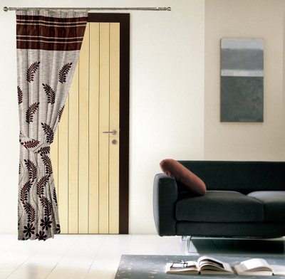 

Threadmix 212 cm (7 ft) Polyester Door Curtain Single Curtain(Abstract, Brown)