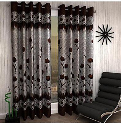 

Italian Fab 213 cm (7 ft) Polyester Door Curtain (Pack Of 4)(Floral, Brown)