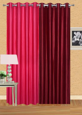 

Ville Style 275 cm (9 ft) Polyester Long Door Curtain (Pack Of 2)(Solid, Pink, Maroon), Maroon;pink